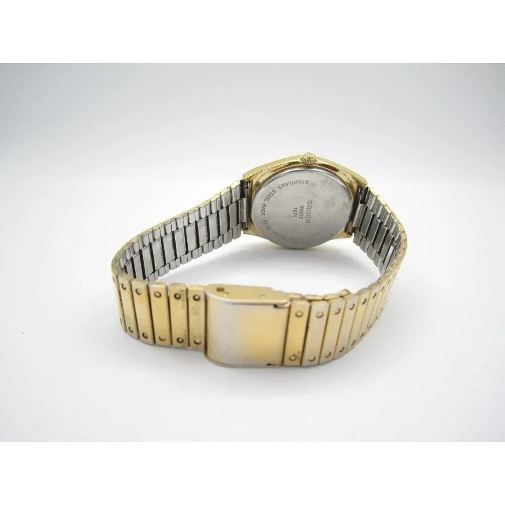 Vtg Gruen Precision Hexagon Quartz Analog 32mm Round Watch (I16) 